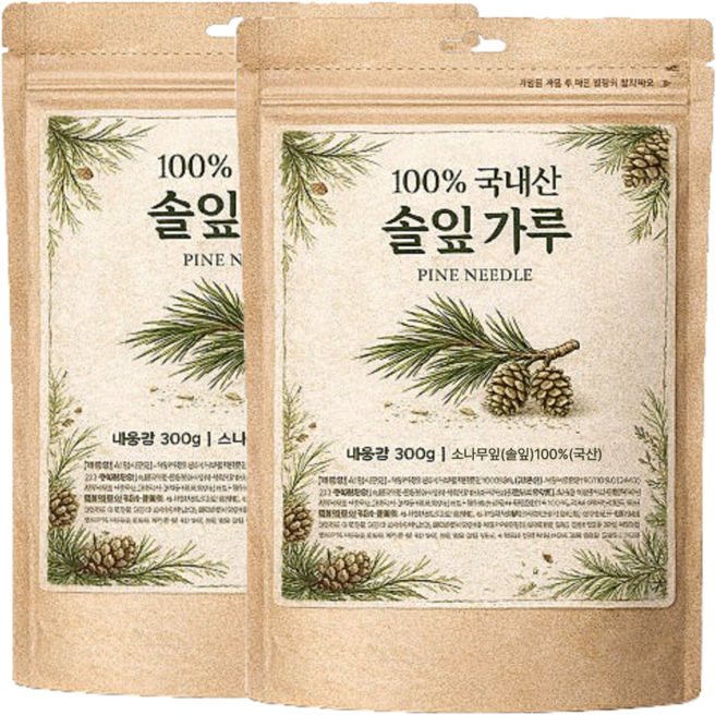 100% 국산 솔잎 가루 분말 첨가물 없는 국내산, 2개, 300g