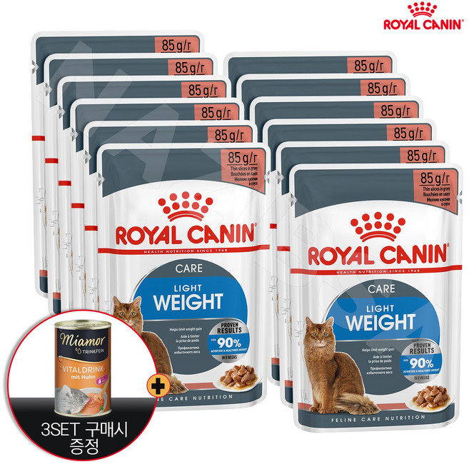 로얄캐닌 캣 라이트웨이트 파우치 85gX12팩 요로 체중관리 고양이습식사료, 70g, 12개, 닭, 3set이상 구매시 미아모아 바이탈드링크 증정