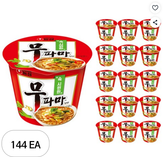 무파마탕면 큰사발면 112g, 144개
