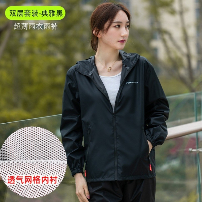 AIRASI 낚시용 농업용 우의상하의 일회용 낚시 빅사이즈 작업용 우의 아웃도어 남여공용 다용도 투피스, 로얄 블랙-더블 세트(남여공용) * L * 1개, 1개