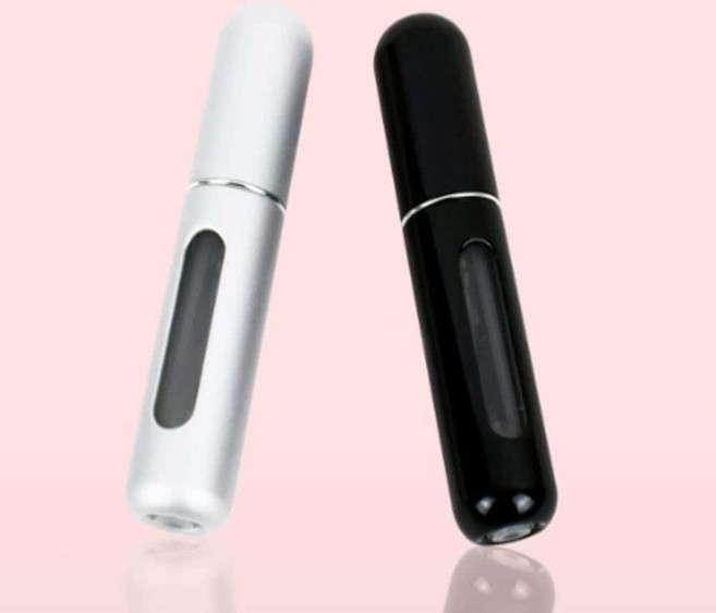 물결샵 휴대용 향수 공병 5ml 리필 소형 케이스 여행용 펌핑식 소분, 실버