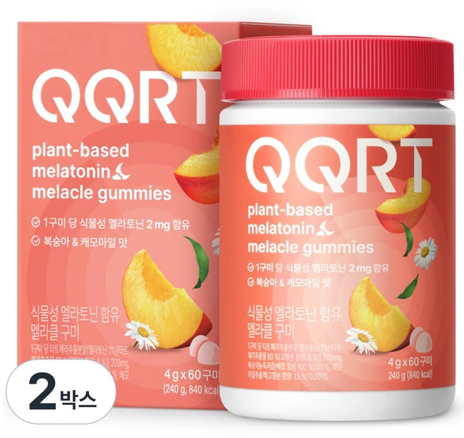 마르스랩스 QQRT 식물성 멜라토닌 함유 멜라클 구미 2mg 60정 2 3박스, 2개 - 쿠팡