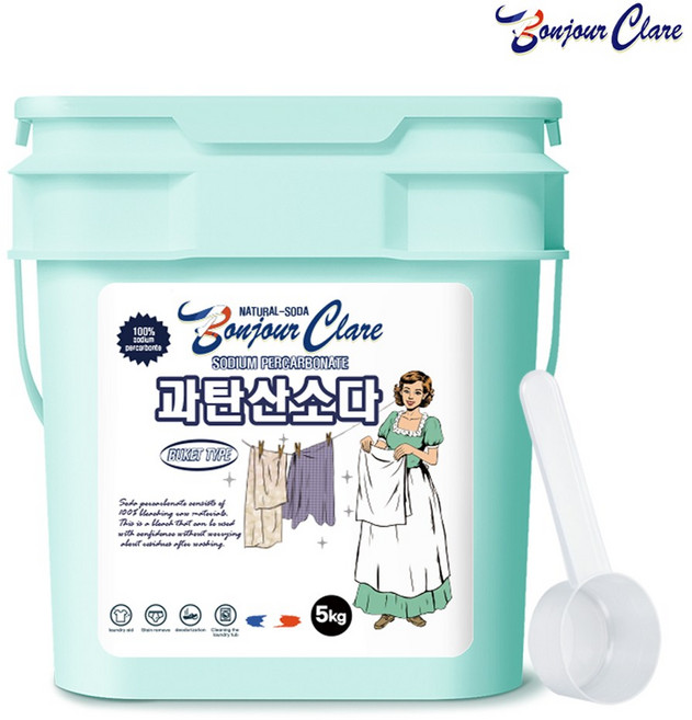 봉쥬르끌레어 과탄산소다 프렌치프리미엄 버킷 5kg 1개 / 표백제 다목적세정제