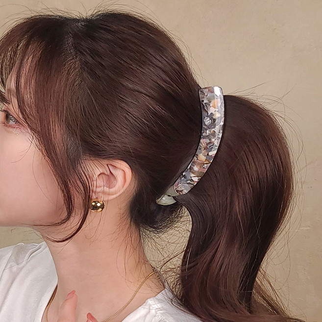초콜리트쥬얼리 퍼지 16컬러 셀룰로오스 프랑스핀 고급스러운 프렌치 마블 포니테일 헤어 집게 바나나핀