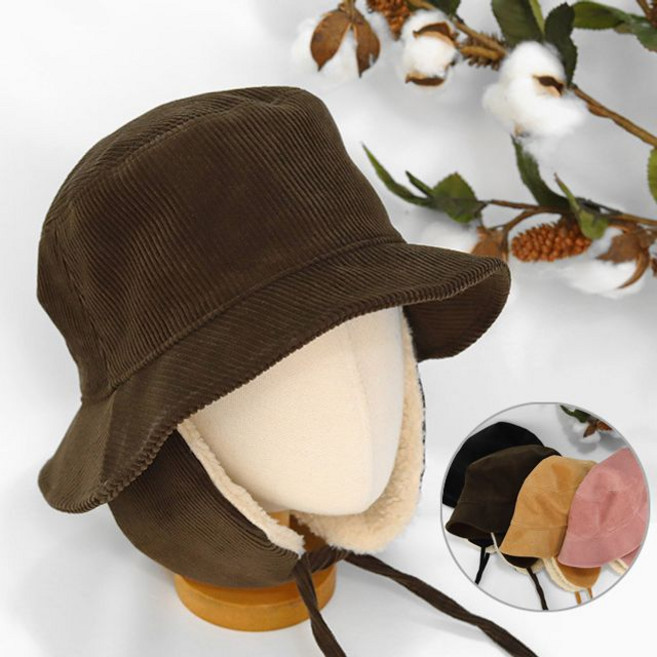 따뜻한 방한모 골덴 뽀글이 귀달이 버킷 겨울 패션