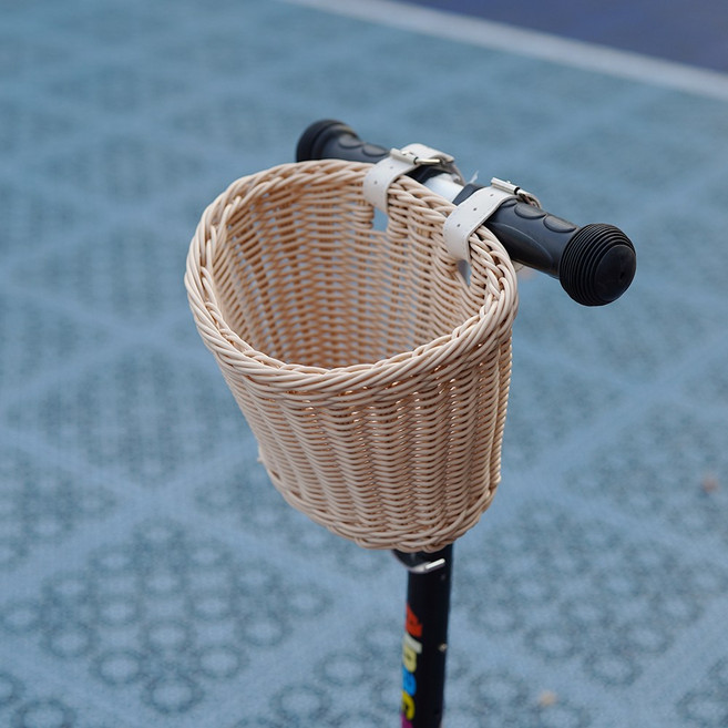 킥보드 바구니 자전거 라탄 바구니 오픈형, 1개, 브라운/대