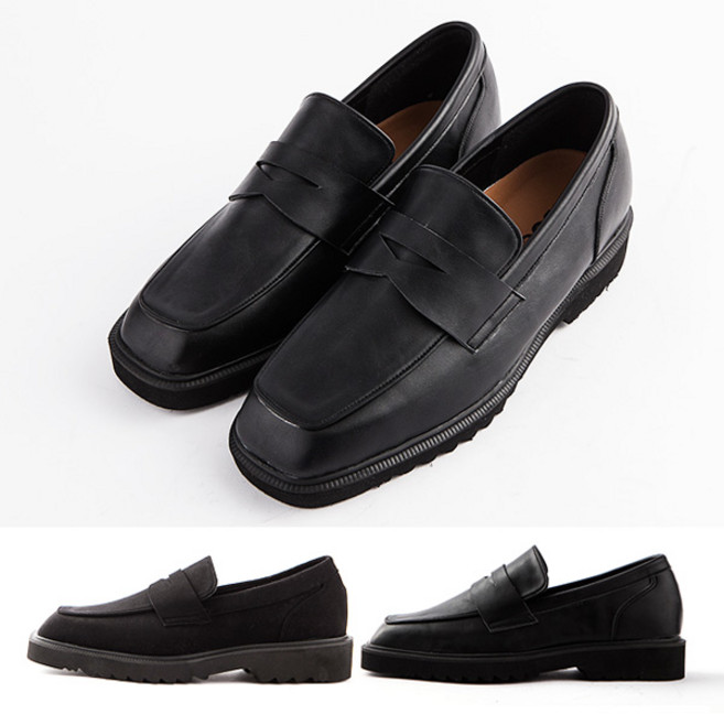 남자 스퀘어토 페니로퍼 정장구두 키높이 발편한 사각코 4.5cm