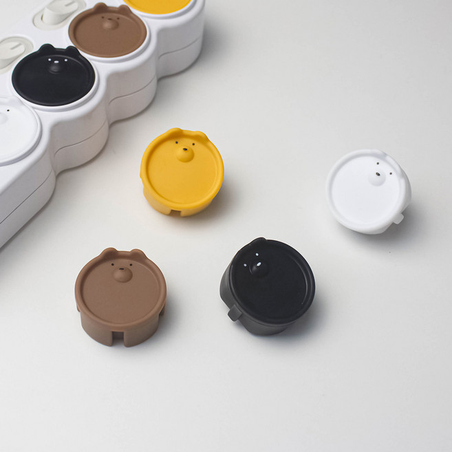 (오늘배송) 탭앤탭 귀여운 곰돌이 실리콘 콘센트 멀티탭 안전마개 안전커버 보호캡, 1세트, 브라운5개+블랙5개