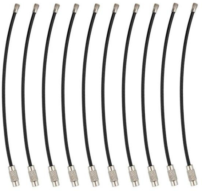 스테인레스 스틸 키체인 태그 로프 와이어 케이블 루프 나사 잠금 가제트 링 키 원형 캠프 피팅 50 ~ 10, 07 Black_03 1x100mm  30pcs, 07 Black_03 1x100mm  30pcs