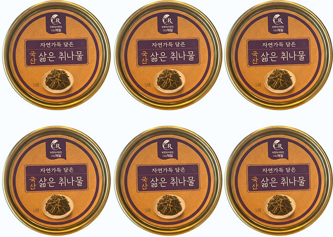 국산 간편하게 바로 먹는 캔나물 취나물 나물 통조림 120g, 6개