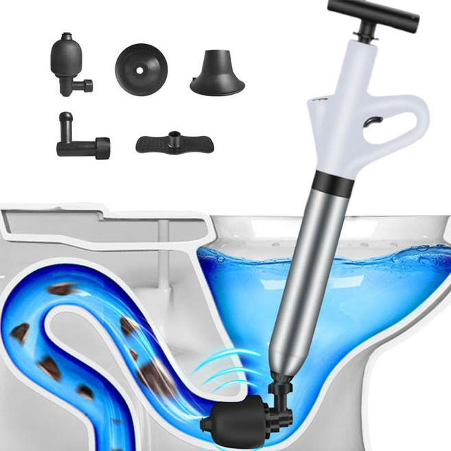 LA DERIVE 급속 고압 내장 펌프 압축기로 막힌 변기 화장실 하수구 뚫기, 흰색