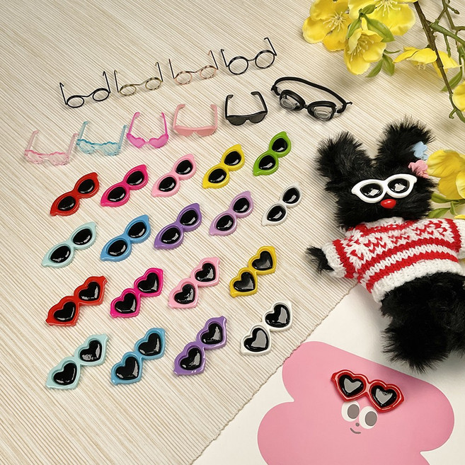 모루인형 선글라스&안경 악세사리 부자재, 입체 선글라스, 분홍 꽃, 1개