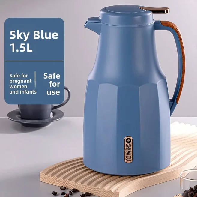 고급 유리 내부통 보온 물병 대용량 온수병 따뜻한 차 주전자 가정용, 09 스카이블루 1.5L1212