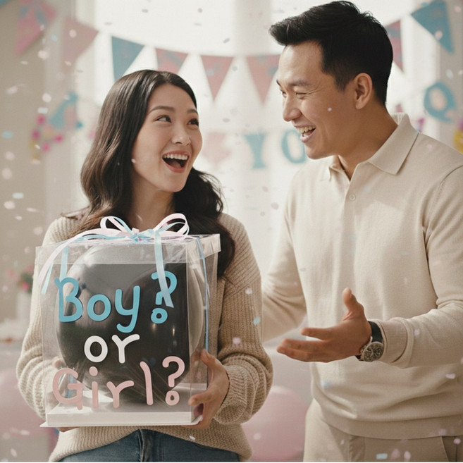 두둥뚜뚜 젠더리빌 풍선 대형 베이비 샤워 파티 성별 축하 아기, 1개, 단품