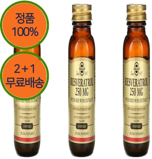 2+1 솔가 레스베라 트롤 적포도주 포도 껍질 뿌리 추출물 250mg 30젤, 30정 - 쿠팡
