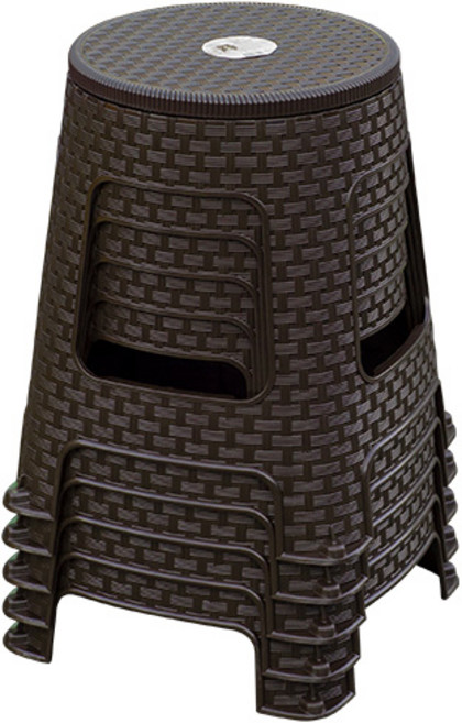 공룡플라스틱 플라스틱의자 편의점 간이 야외 행사용 포장마차 라탄회전의자 5개, 라탄회전 (다크브라운)