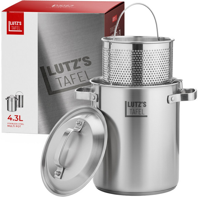 루츠스타펠 대용량 인덕션 파스타 3중 스텐 멀티팟 냄비 4.3L, 1개, 17cm