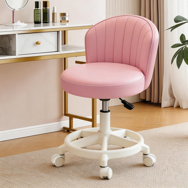 화장대 의자 가정용 1인용 등받이 의자, 1개, 분홍색