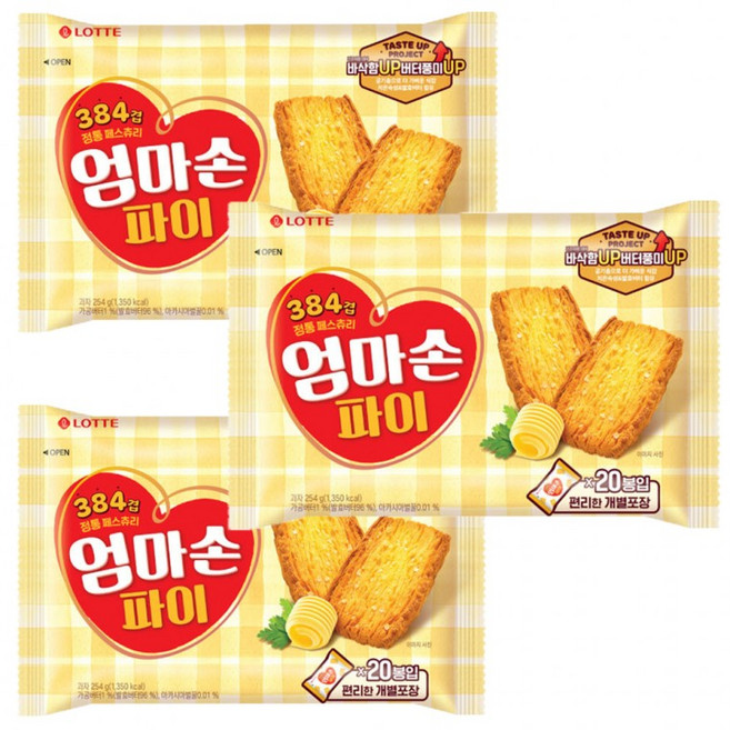롯데 엄마손파이 254g x 3개, 1g, 1개