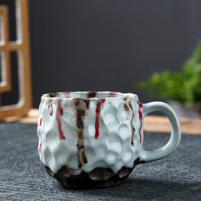 復古窯變馬克杯 志野燒咖啡杯, 志野燒咖啡杯 12*9*7.7CM 粉青, 1套