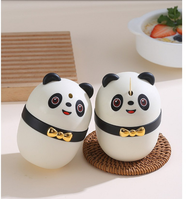 동글동글 팬더 원터치 디스펜서형 이쑤시개 보관용 케이스, 1개, 혼합