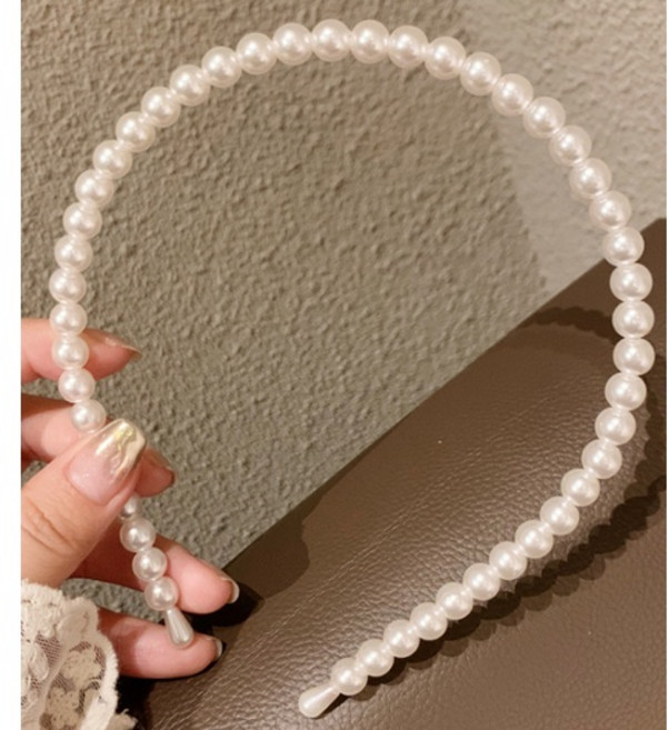 寬編織緞面珍珠髮箍 氣質百搭淑女頭飾 C2501