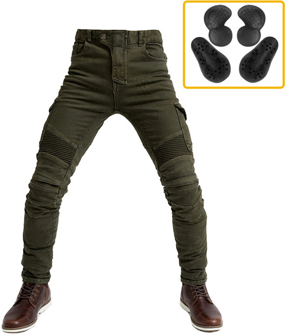 오토바이 라이딩진 바이크진 카고바지 슬림핏 팬츠, 01_카고바지(카키)-고급보호대