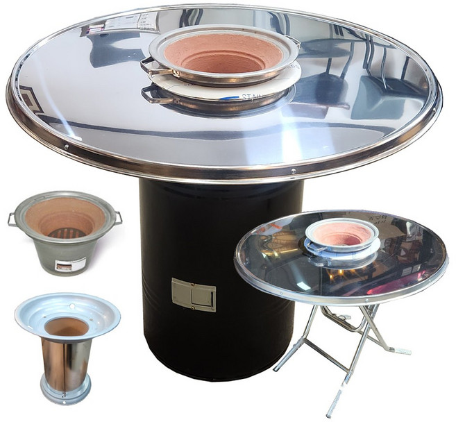 화덕 깡통테이블 칠성가구 드럼통 원형 숯불 삼겹살 업소용 고깃집, 2번 깡통화덕세트, 스텐
