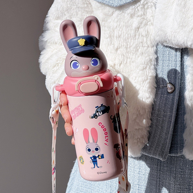 주디닉 주디닉 텀블러 여학생 고용모치 빨대컵 휴대용 물컵 학생 등교 전용, 1개, 480ml, 핑크 주디