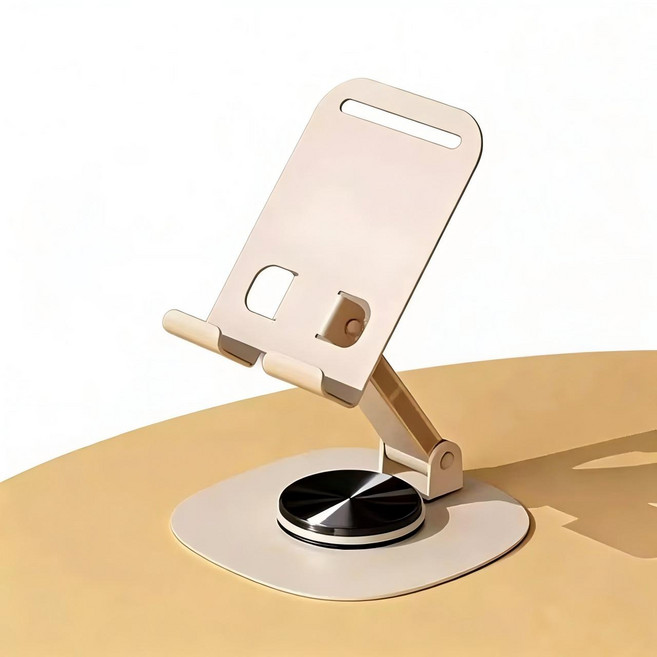 휴대용 데스크 핸드폰 태블릿 거치대 금속 접이식 360도 회전, 1개, 베이지, K72