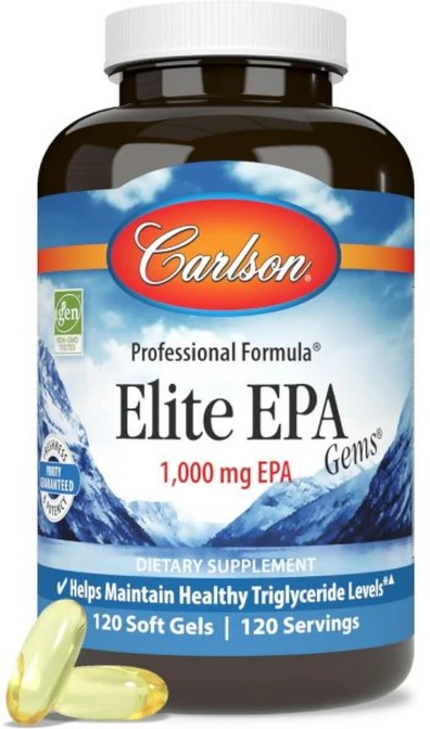 칼슨 엘리트 EPA 젬스 1000mg 어유 야생에서 잡은 노르웨이 지속 가능한 원료 건강한 중성지방 수치 유, 120 Count (Pack of 1), 1개, 120정 - 쿠팡