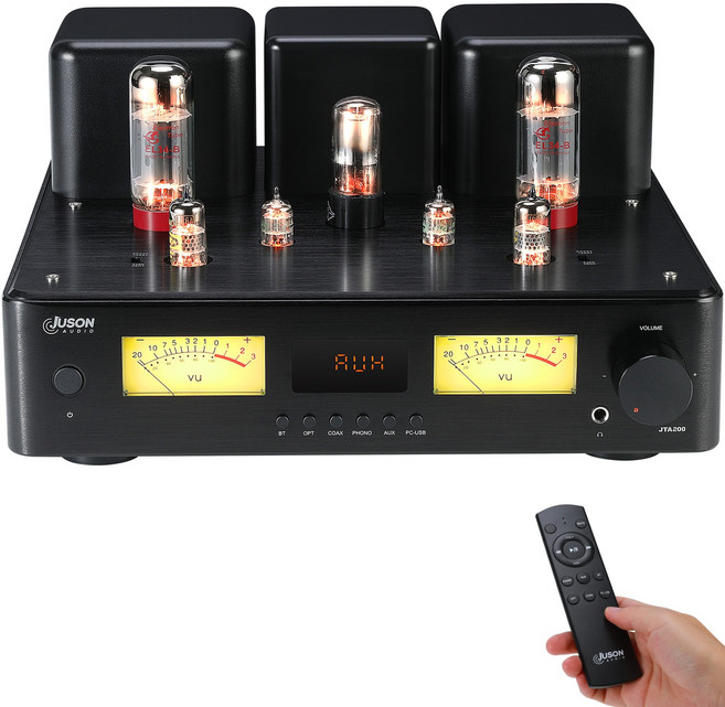Juson Audio JTA200 300W EL34 튜브 앰프 HiFi 클래스 AB 하이브리드 스테레오 앰프 BT 5.4 및 원격 포노 AUX OPT 헤드폰 서브우퍼 포함