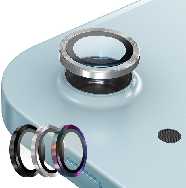 고부기 카메라 메탈링 렌즈 강화유리 보호필름 실버, 2개