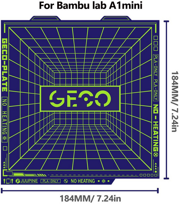 주핀 GECO 플레이트 밤부랩 H2D X2D 콜드 빌드 플레이트 H2S 슈퍼택 베드 P2S PLA 밤부 플레이트용 X1C A1 글레이셔, 2pcs, For A1 mini