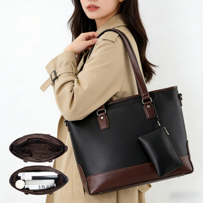 여성 토트백 직장인 여자 서류가방 토트 크로스백 여성 심플 가죽 숄더백 토트백