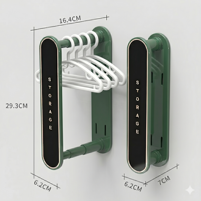 와이유 무타공 옷걸이 거치대 조절가능, 1개, 민트 그린