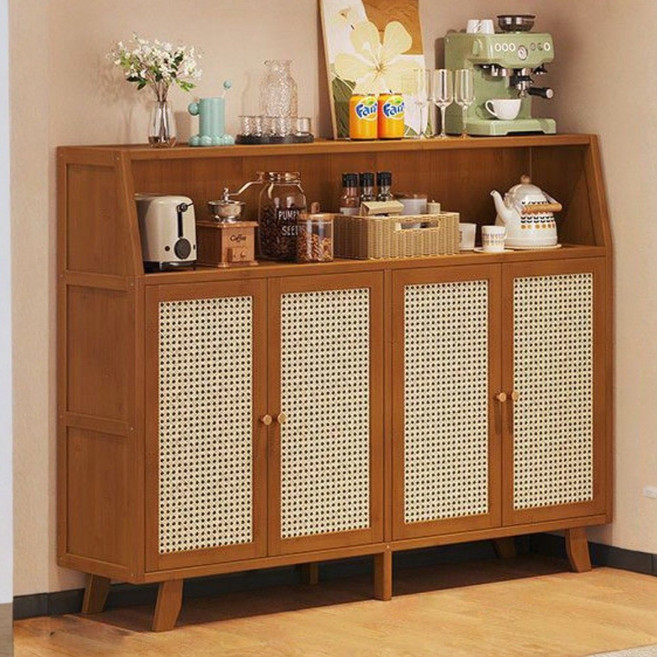 다기능 거실 주방 식탁 수납장 식당 방진 와인장 찬장, 갈색(A)