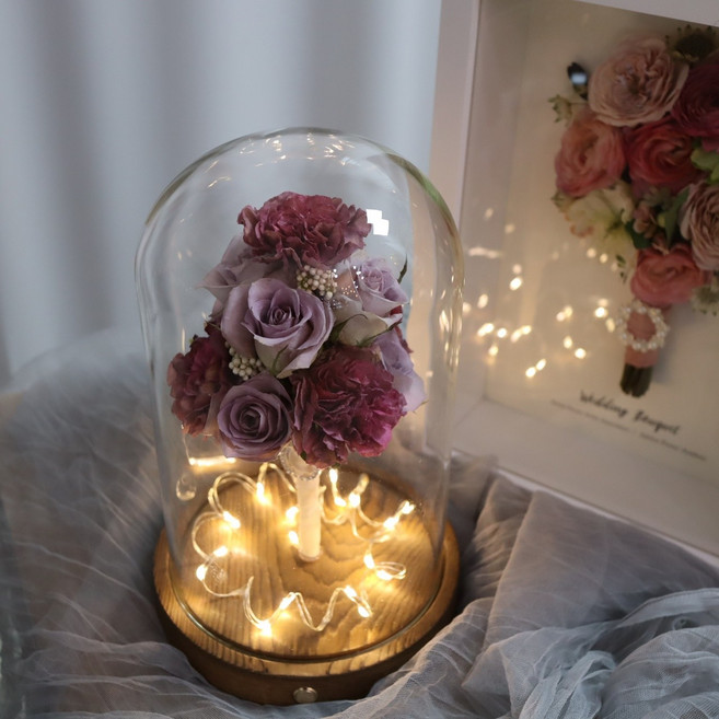 부케액자 부케유리돔 부케말리기 [LED유리돔], 건조의뢰(리얼건조법), LED유리돔