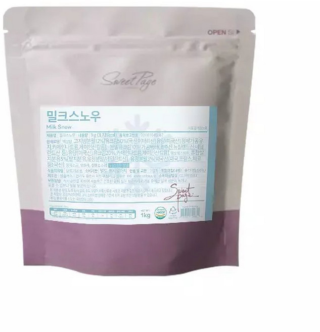 스위트페이지 밀크스노우 파우더 1kg 1박스 12개, 12개입