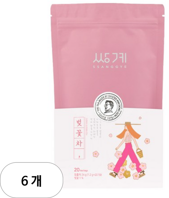 쌍계명차 신파우치 벚꽃차, 1.2g, 20개입, 6개
