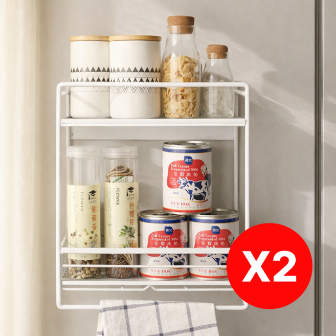 루베아 자석형 틈새 슬라이드 수납랙 무설치 수납 정리대, 1세트, 화이트