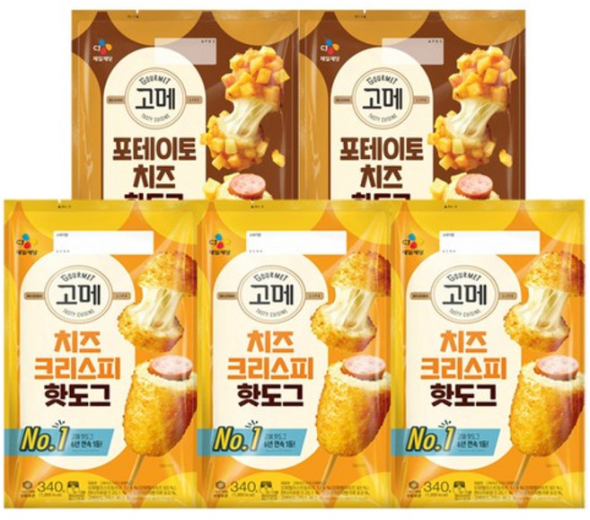 고메 치즈크리스피핫도그 340g x3 + 포테이토치즈핫도그 400g x2, 1세트, 1.82kg