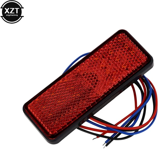 호환12V 24LED 직사각형 오토바이 반사판 테일 브레이크 회전 신호등 램프 자동차/ATV 반사판/트럭 측면 경, 02 빨간색