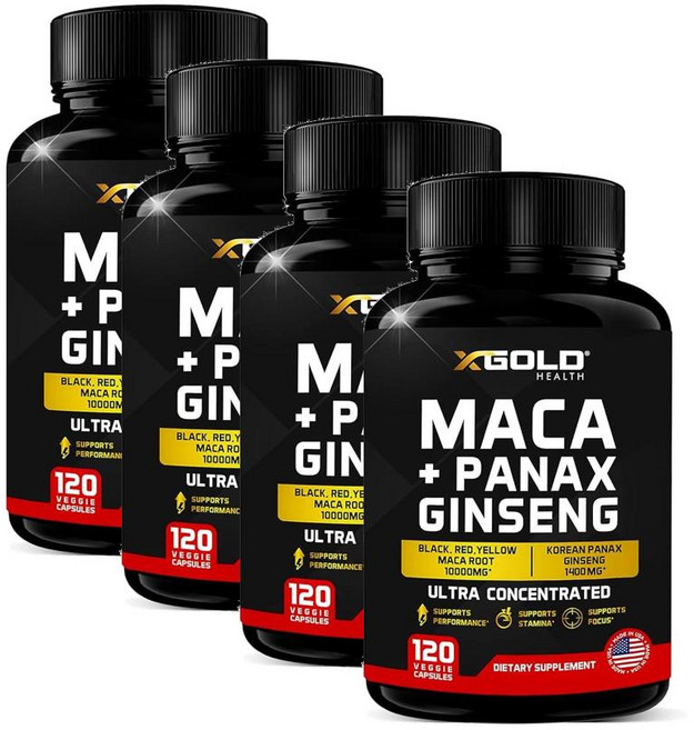 엑스골드헬스 마카 10000mg 파낙스 진생 1400mg 캡슐 X Gold Health Maca Panax Ginseng, 4개, 120정