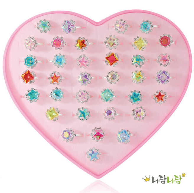 크리스탈비즈 큐빅보석 반지 36개입+케이스