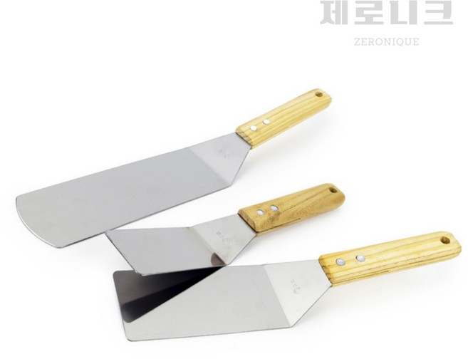 제로니크 프리미엄 우드 스텐 사각 스패출러, 실버,우드, 1개, 소