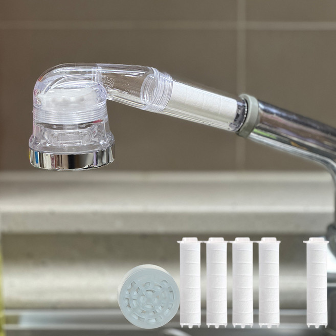 디위닉 눈으로 확인 가능한 이중필터 싱크대 헤드 수압상승 녹물제거필터 주방용, 1개