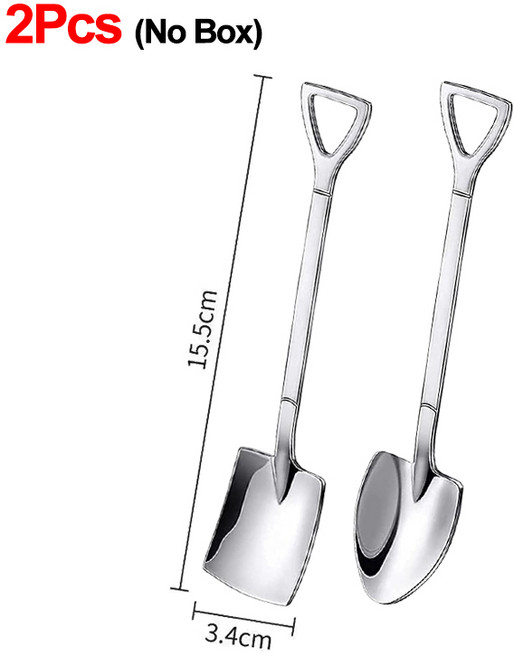 스테인리스 스틸 삽 스푼 커트레이 커피 티 아이스크림 디저트 과일 특종 주방 레스토랑 식기 1 개 4, 06 Mixed (2pcs)