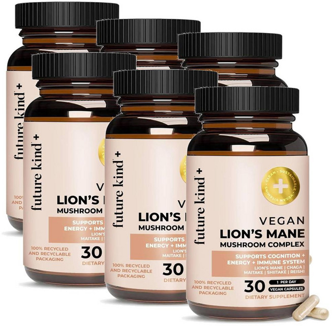 퓨처카인드 비건 라이언스메인 버섯 컴플렉스 캡슐 Future Kind Lion's Mane Mushroom Complex, 6개, 30정