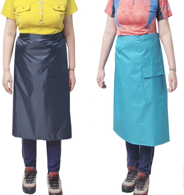 이드나인 여성용 포켓 등산 치마우의 레인스커트 우비, 1개, 라운드네이비